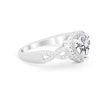 Halo Wedding Heart Promise Ring Simulated CZ 925 Sterling Silver